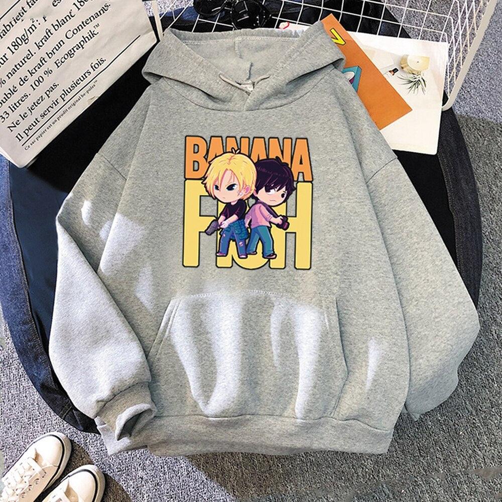 BANANA FISH Print Hoodie Oversized Women/Men Harajuku Loose Streetwear Sweatshirt Carton Spring Warm Graphic - NERD BEM TRAJADO