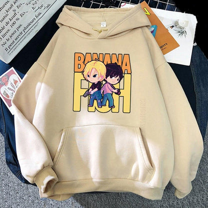 BANANA FISH Print Hoodie Oversized Women/Men Harajuku Loose Streetwear Sweatshirt Carton Spring Warm Graphic - NERD BEM TRAJADO