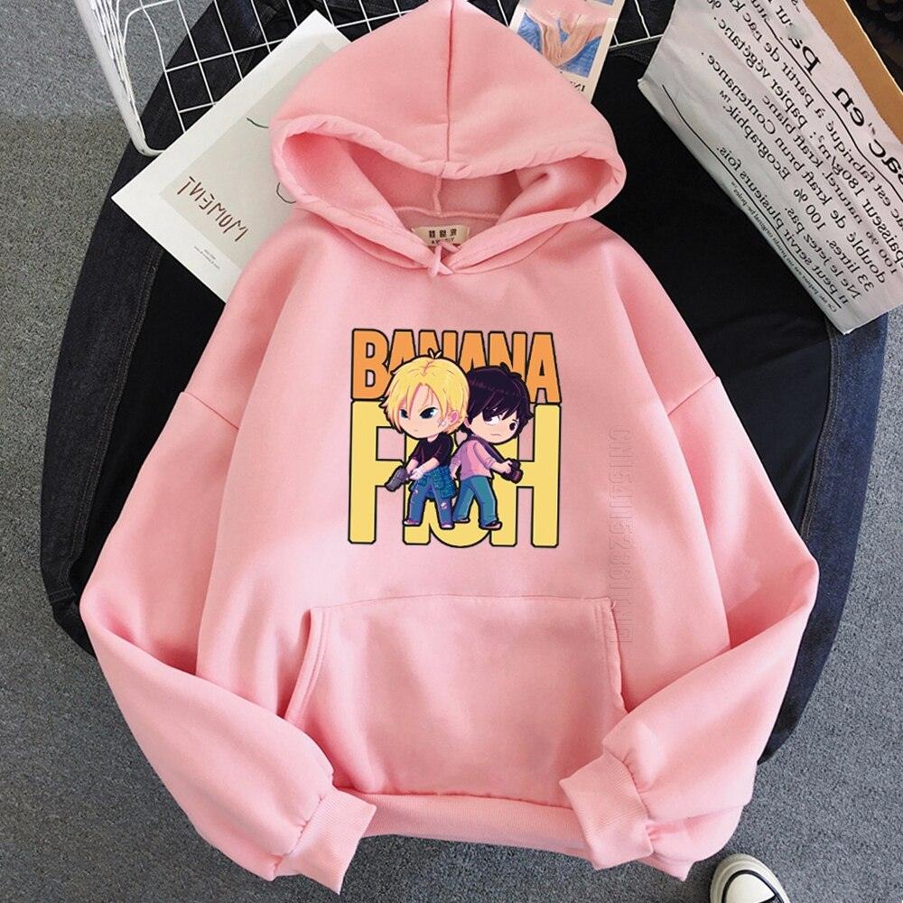 BANANA FISH Print Hoodie Oversized Women/Men Harajuku Loose Streetwear Sweatshirt Carton Spring Warm Graphic - NERD BEM TRAJADO