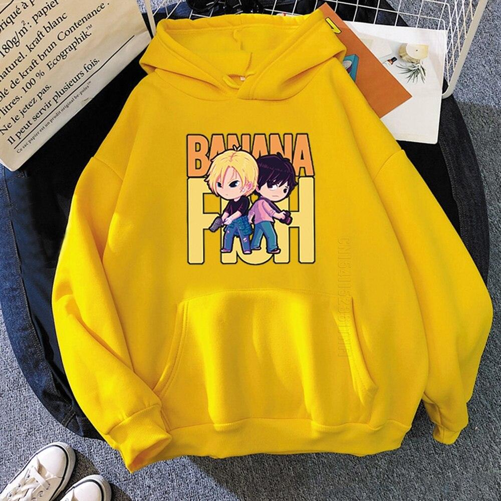 BANANA FISH Print Hoodie Oversized Women/Men Harajuku Loose Streetwear Sweatshirt Carton Spring Warm Graphic - NERD BEM TRAJADO