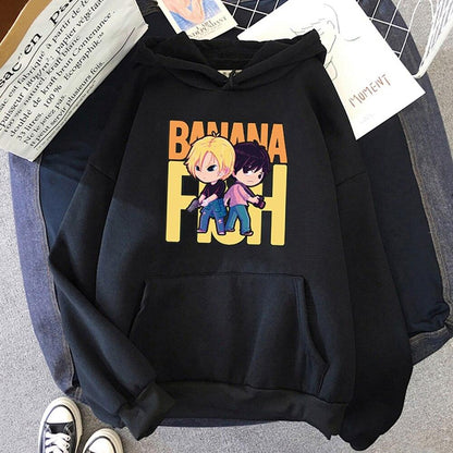 BANANA FISH Print Hoodie Oversized Women/Men Harajuku Loose Streetwear Sweatshirt Carton Spring Warm Graphic - NERD BEM TRAJADO