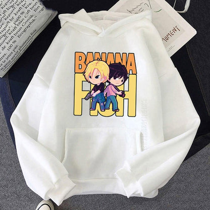 BANANA FISH Print Hoodie Oversized Women/Men Harajuku Loose Streetwear Sweatshirt Carton Spring Warm Graphic - NERD BEM TRAJADO