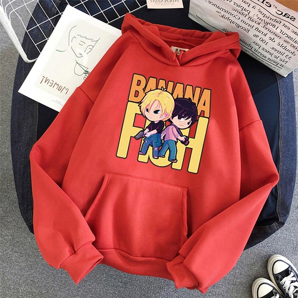 BANANA FISH Print Hoodie Oversized Women/Men Harajuku Loose Streetwear Sweatshirt Carton Spring Warm Graphic - NERD BEM TRAJADO