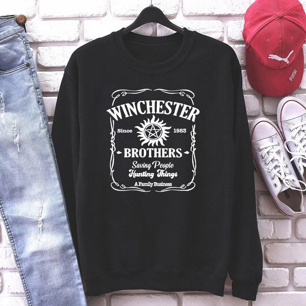 Vintage Supernatural Sweatshirt Sam and Dean Winchester Brothrs Hoodie Tv Show Supernatural Unisex Crewneck Sweathsirts Fans Top - NERD BEM TRAJADO