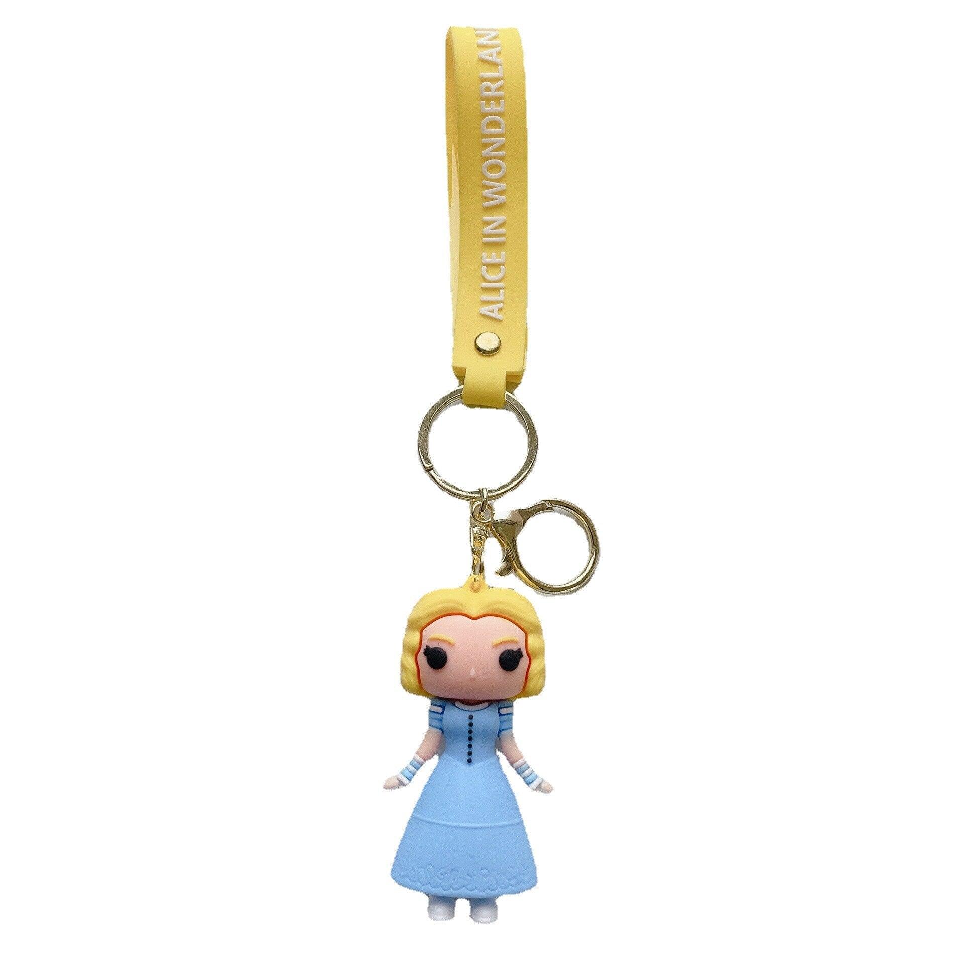 Creative Cartoon Alice in Wonderland Cute Alice Mad Hatter Red Queen Key Chain Male And Female Bag - NERD BEM TRAJADO