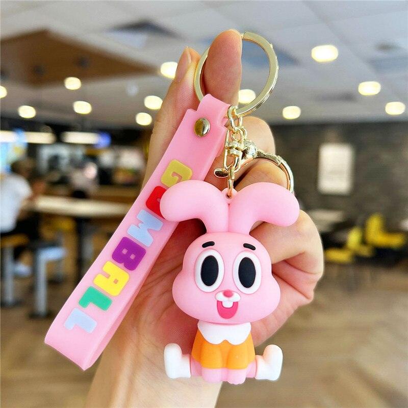 Cute Cat Keychain for Car Keys Anime Accessories Rabbit Key Chain Animal Keychains Women Men Doll Keyring Friends Holiday Gifts - NERD BEM TRAJADO