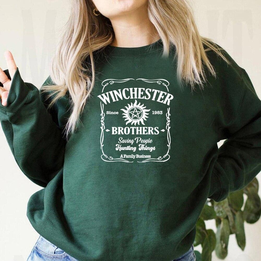 Vintage Supernatural Sweatshirt Sam and Dean Winchester Brothrs Hoodie Tv Show Supernatural Unisex Crewneck Sweathsirts Fans Top - NERD BEM TRAJADO