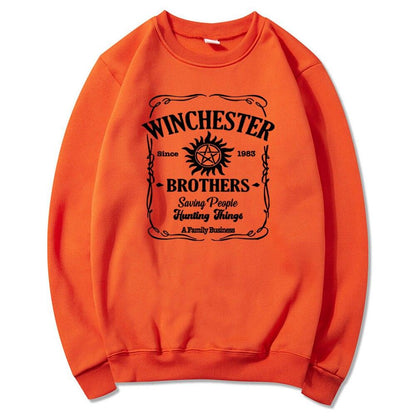 Vintage Supernatural Sweatshirt Sam and Dean Winchester Brothrs Hoodie Tv Show Supernatural Unisex Crewneck Sweathsirts Fans Top - NERD BEM TRAJADO