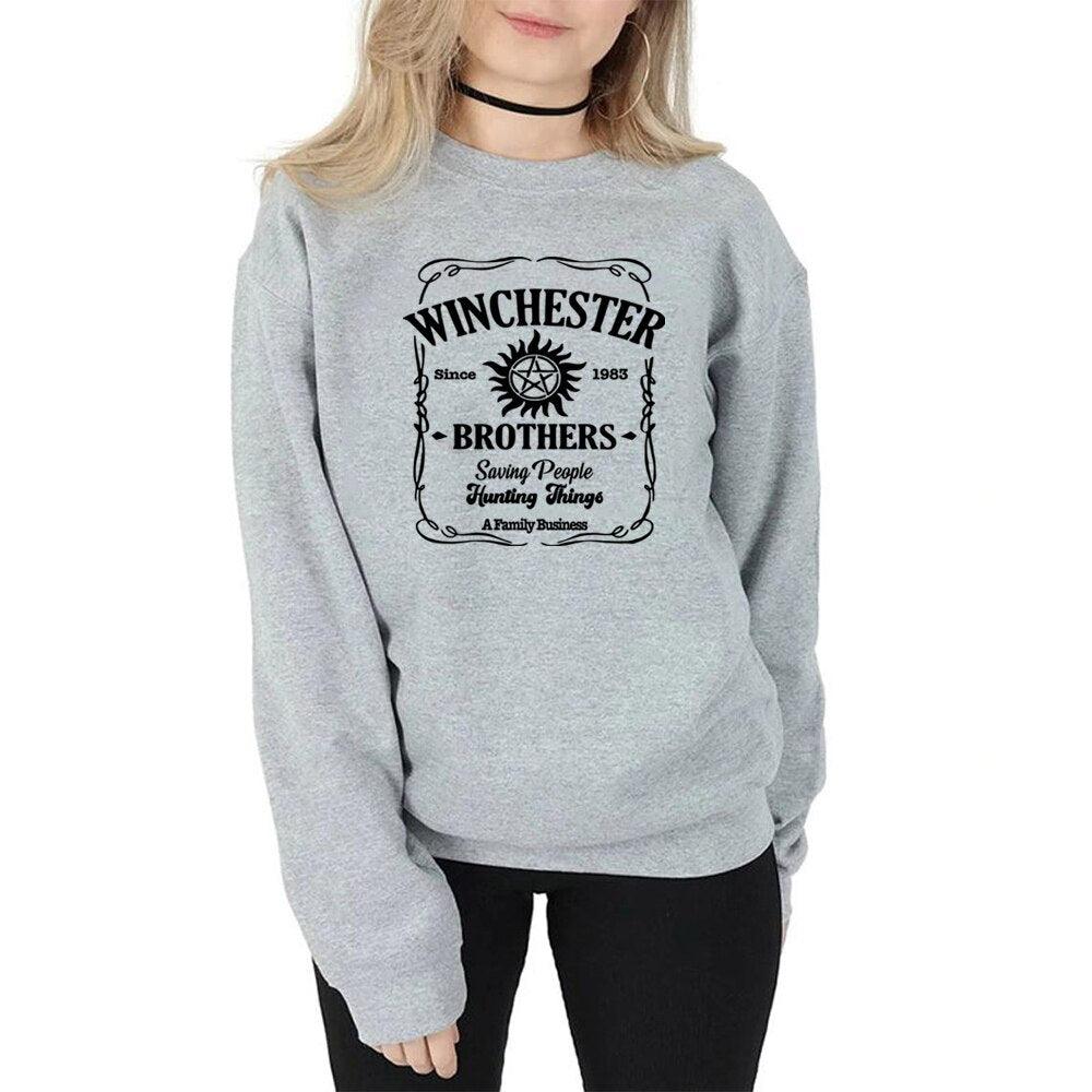 Vintage Supernatural Sweatshirt Sam and Dean Winchester Brothrs Hoodie Tv Show Supernatural Unisex Crewneck Sweathsirts Fans Top - NERD BEM TRAJADO