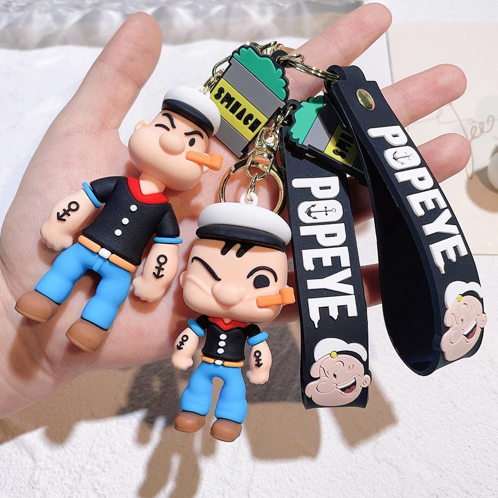 Creativity Popeye The Sailor Keychain Kawaii Doll Anime Figure Popeye Pendant Backpack Car Keyring Accessories Pvc Toys Gift - NERD BEM TRAJADO