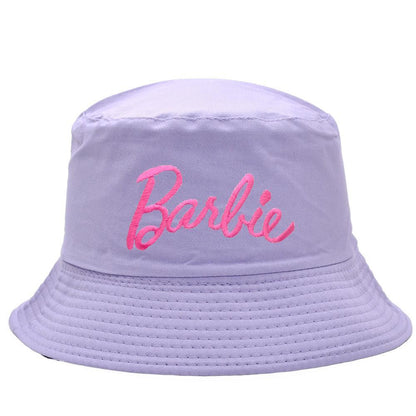 Fashion Barbie Fisherman Hat Kawaii Girls Embroidery Letter Women Outdoor Sunscreen Cap Summer Casual Beach Sunshade Caps Gifts - NERD BEM TRAJADO