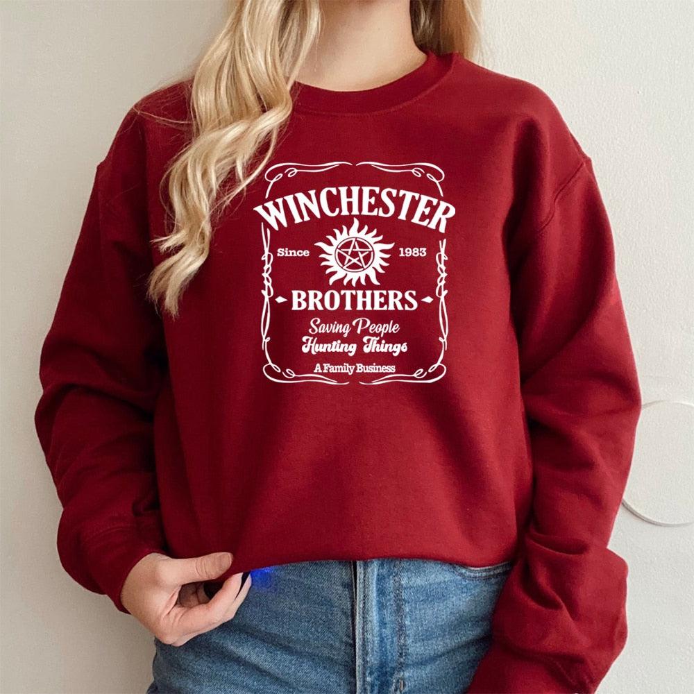 Vintage Supernatural Sweatshirt Sam and Dean Winchester Brothrs Hoodie Tv Show Supernatural Unisex Crewneck Sweathsirts Fans Top - NERD BEM TRAJADO