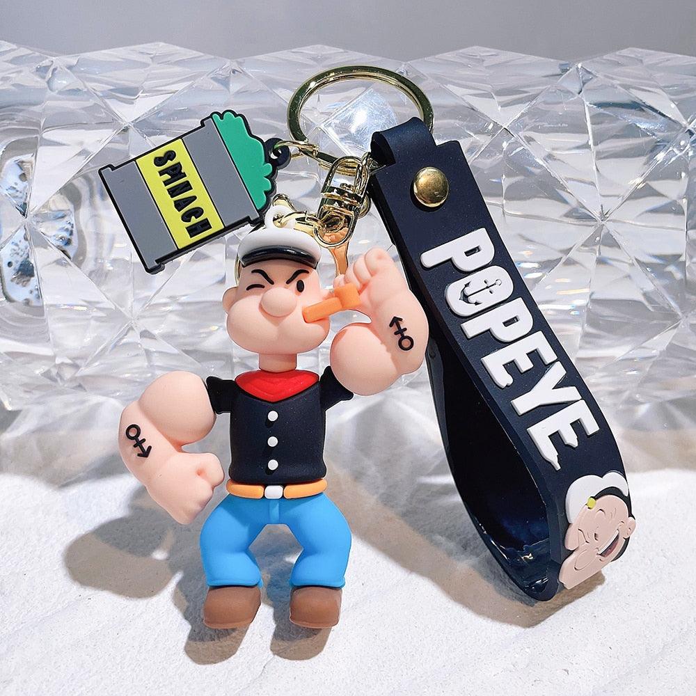 Creativity Popeye The Sailor Keychain Kawaii Doll Anime Figure Popeye Pendant Backpack Car Keyring Accessories Pvc Toys Gift - NERD BEM TRAJADO