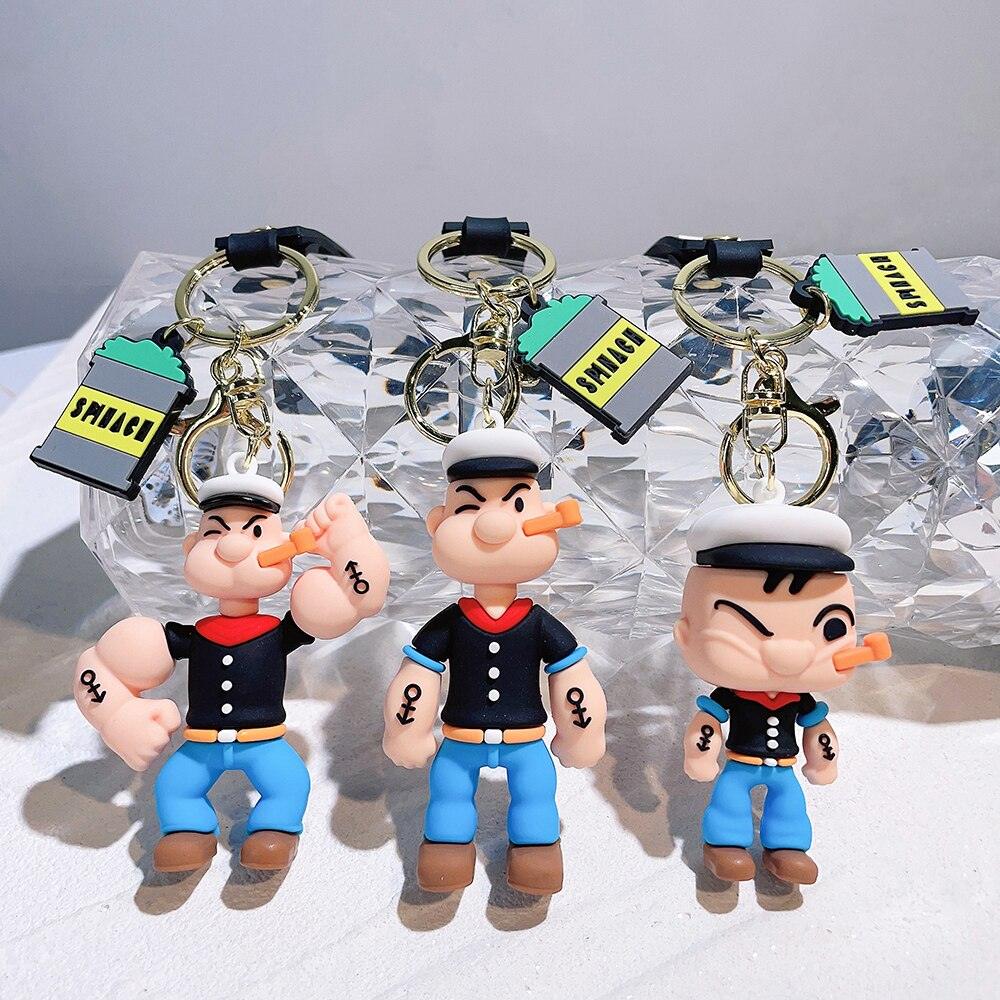 Creativity Popeye The Sailor Keychain Kawaii Doll Anime Figure Popeye Pendant Backpack Car Keyring Accessories Pvc Toys Gift - NERD BEM TRAJADO