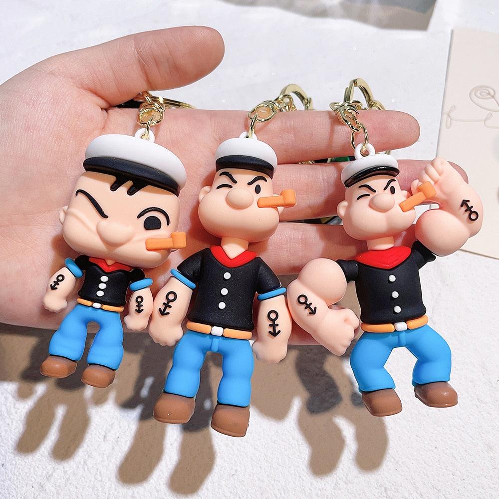 Creativity Popeye The Sailor Keychain Kawaii Doll Anime Figure Popeye Pendant Backpack Car Keyring Accessories Pvc Toys Gift - NERD BEM TRAJADO