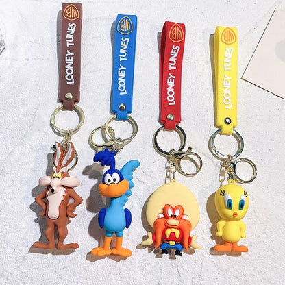 Anime Looney Tunes Keychain Cartoon Bugs Bunny Daffy Duck Tweety Bird Figure Toys Model Silicone Pendant Jewelry Accessories - NERD BEM TRAJADO