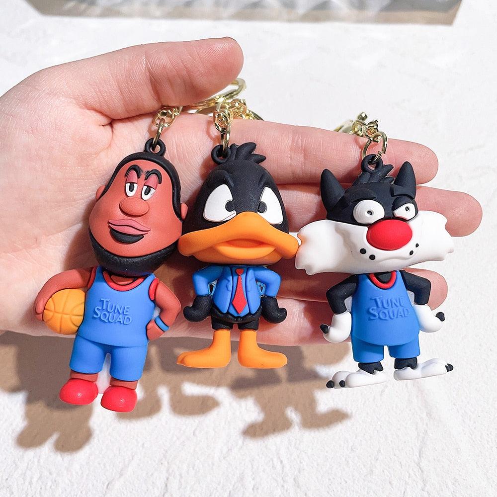 Anime Looney Tunes Keychain Cartoon Bugs Bunny Daffy Duck Tweety Bird Figure Toys Model Silicone Pendant Jewelry Accessories - NERD BEM TRAJADO