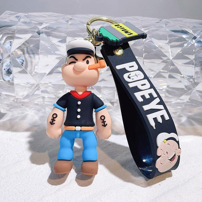 Creativity Popeye The Sailor Keychain Kawaii Doll Anime Figure Popeye Pendant Backpack Car Keyring Accessories Pvc Toys Gift - NERD BEM TRAJADO