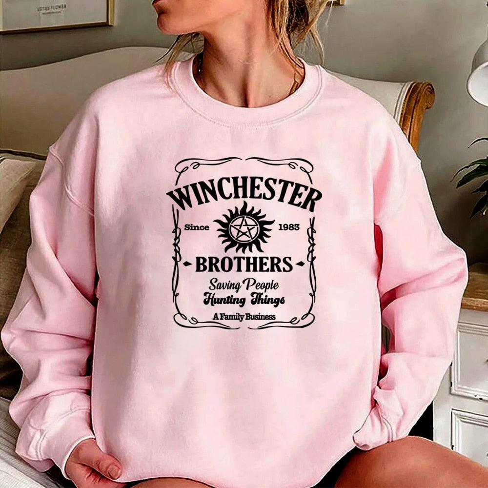 Vintage Supernatural Sweatshirt Sam and Dean Winchester Brothrs Hoodie Tv Show Supernatural Unisex Crewneck Sweathsirts Fans Top - NERD BEM TRAJADO