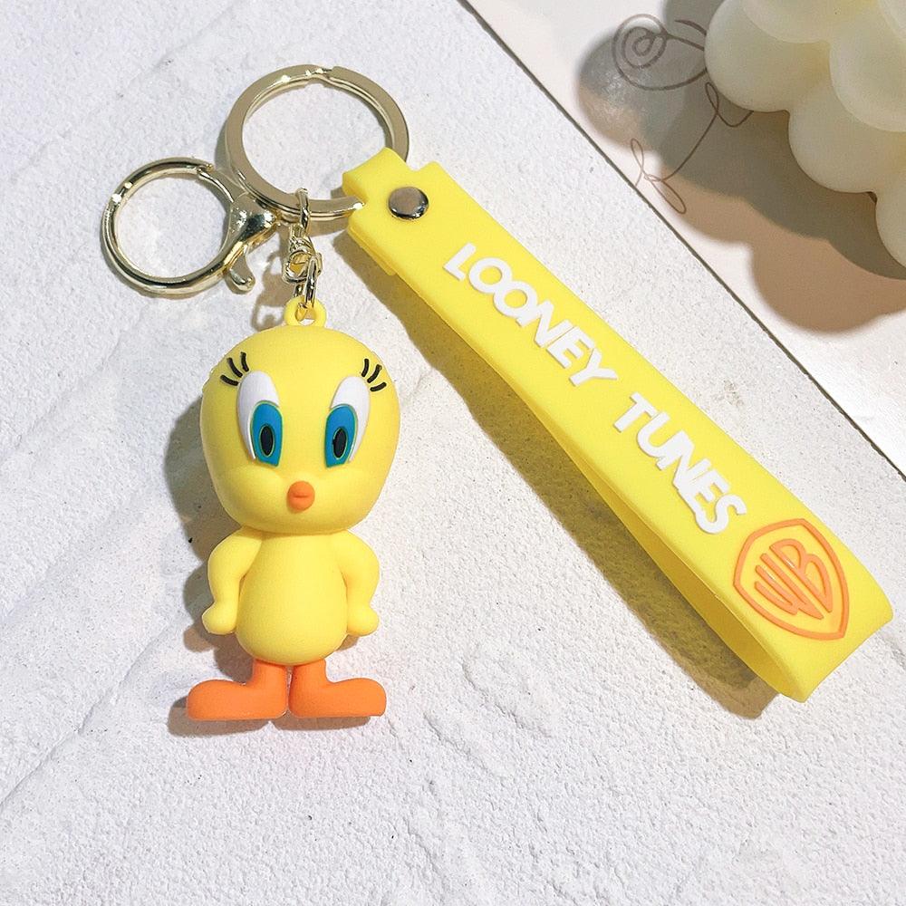 Anime Looney Tunes Keychain Cartoon Bugs Bunny Daffy Duck Tweety Bird Figure Toys Model Silicone Pendant Jewelry Accessories - NERD BEM TRAJADO