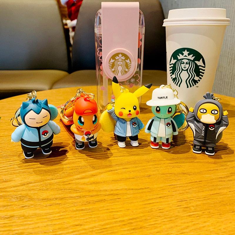 Pokemon Keychain Anime Figures Pikachu Cartoon Key Chain Charmander Psyduck Fashion Bag Keyring Pendant Accessories Toy Kid Gift - NERD BEM TRAJADO