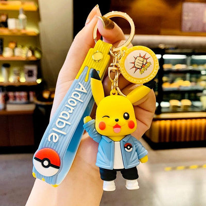 Pokemon Keychain Anime Figures Pikachu Cartoon Key Chain Charmander Psyduck Fashion Bag Keyring Pendant Accessories Toy Kid Gift - NERD BEM TRAJADO