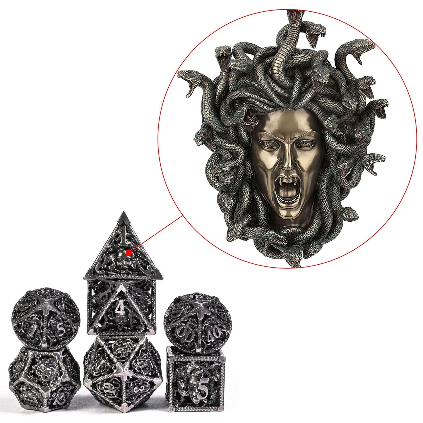 Kit de Dados RPG de Metal - Modelo Medusa - NERD BEM TRAJADO