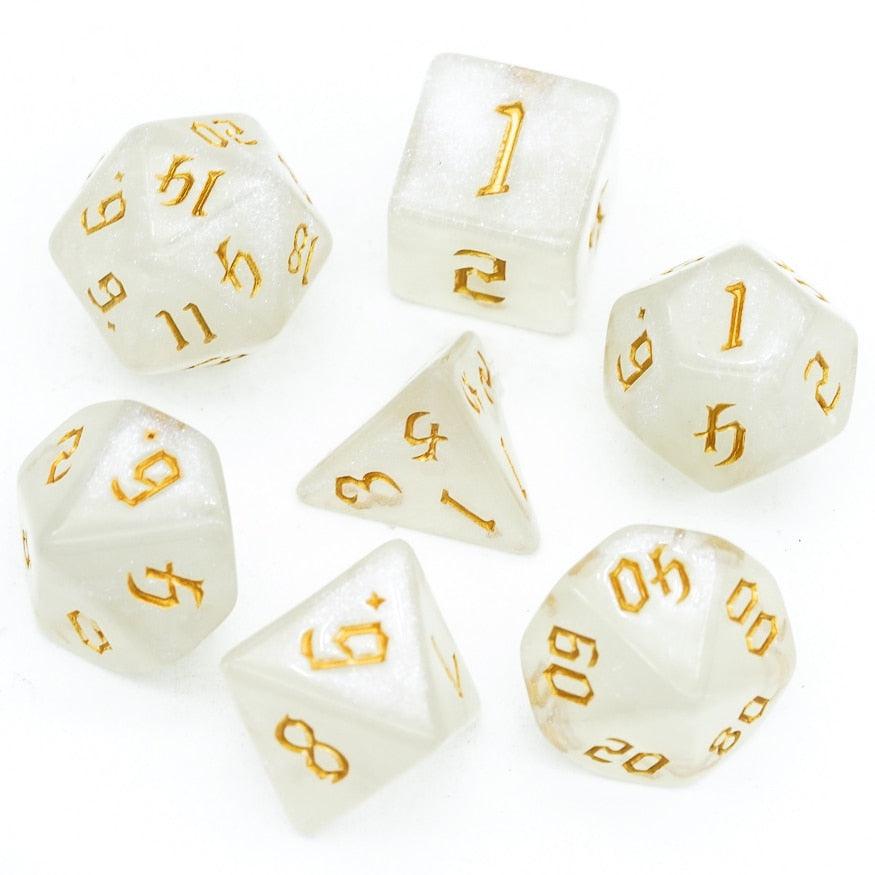 Poludie 7Pcs/Set DND Dice Set Transparent Glitter Die D4 D6 D8 D10 D% D12 D20 Polyhedral Dice for WarHammer RPG Board Game D&amp;D - NERD BEM TRAJADO