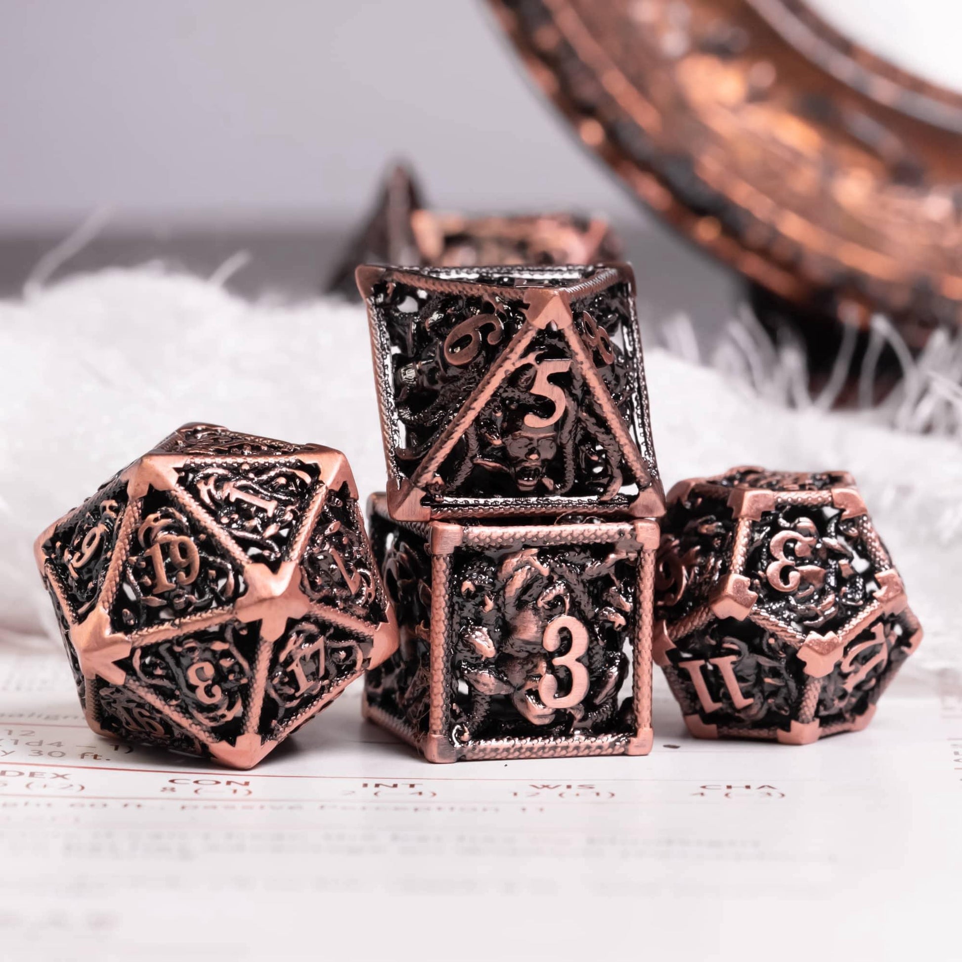 Kit de Dados RPG de Metal - Modelo Medusa - NERD BEM TRAJADO