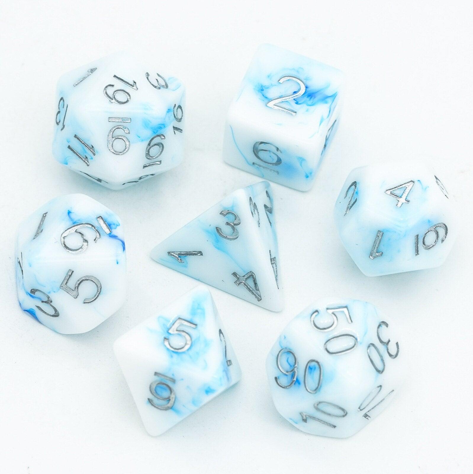 Poludie 7Pcs/Set Silk DND Dice Set Resin lmitation Stone D4-D20 Polyhedral Dice for Dungeons and Dragons Role Playing Board Game - NERD BEM TRAJADO