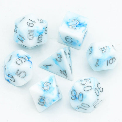 Poludie 7Pcs/Set Silk DND Dice Set Resin lmitation Stone D4-D20 Polyhedral Dice for Dungeons and Dragons Role Playing Board Game - NERD BEM TRAJADO