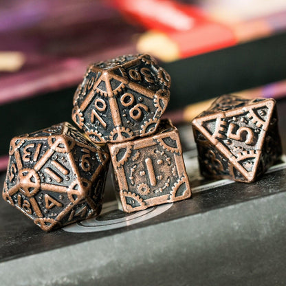 Cusdie Metal D&amp;D Dice, 7PCs DND Dice, Steampunk Style Polyhedral Dice Set，for Dungeons and Dragons Role Playing Game MTG - NERD BEM TRAJADO