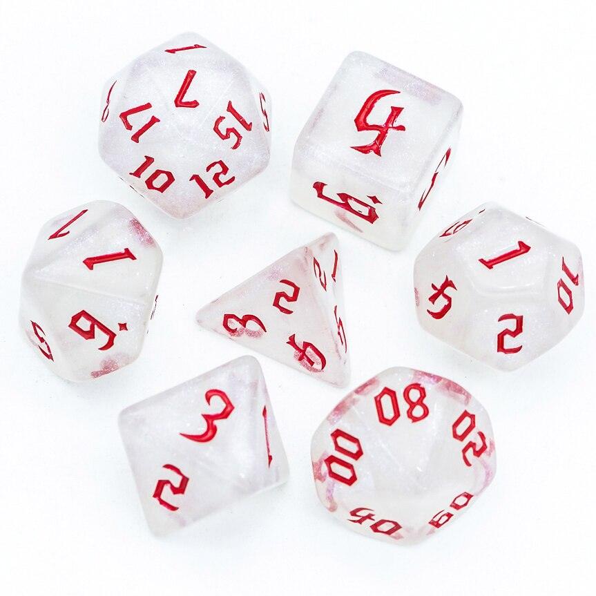 Poludie 7Pcs/Set DND Dice Set Transparent Glitter Die D4 D6 D8 D10 D% D12 D20 Polyhedral Dice for WarHammer RPG Board Game D&amp;D - NERD BEM TRAJADO