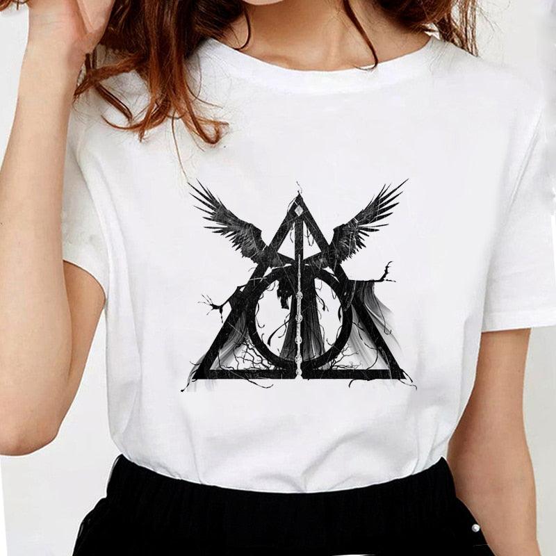 Three Brothers Tale Deathly Hallows Female T-shirt Funny Women Soft Casual White T shirt Tops,Drop Ship - NERD BEM TRAJADO