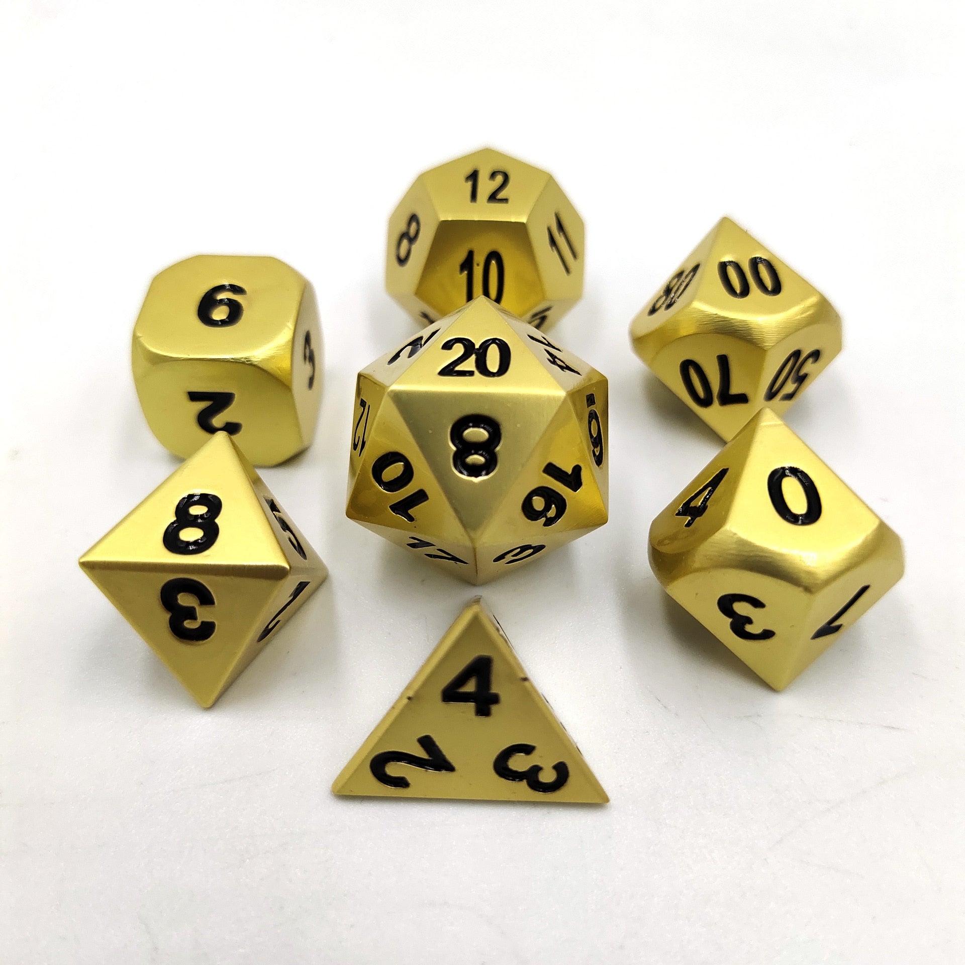 7pcs Zinc Alloy Metal Polyhedral Dice Set DND Role Playing Game Dice Set with Velvet Storage Bag for RPG MTG D&amp;D Math Teaching - NERD BEM TRAJADO