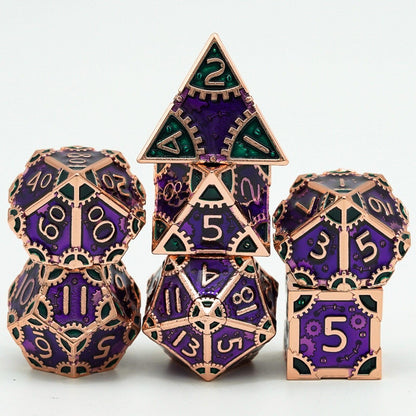 Cusdie Metal D&amp;D Dice, 7PCs DND Dice, Steampunk Style Polyhedral Dice Set，for Dungeons and Dragons Role Playing Game MTG - NERD BEM TRAJADO