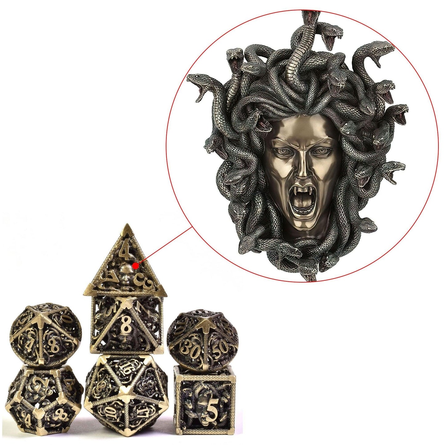 Kit de Dados RPG de Metal - Modelo Medusa - NERD BEM TRAJADO