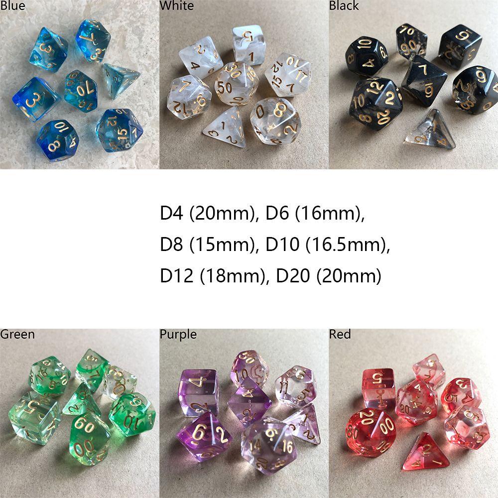 7Pcs/Set Multi-Sided Clear Dice Set Game Dice For RPG DND Accessories Polyhedral Dice For Board Card Game Tarot Supplies - NERD BEM TRAJADO