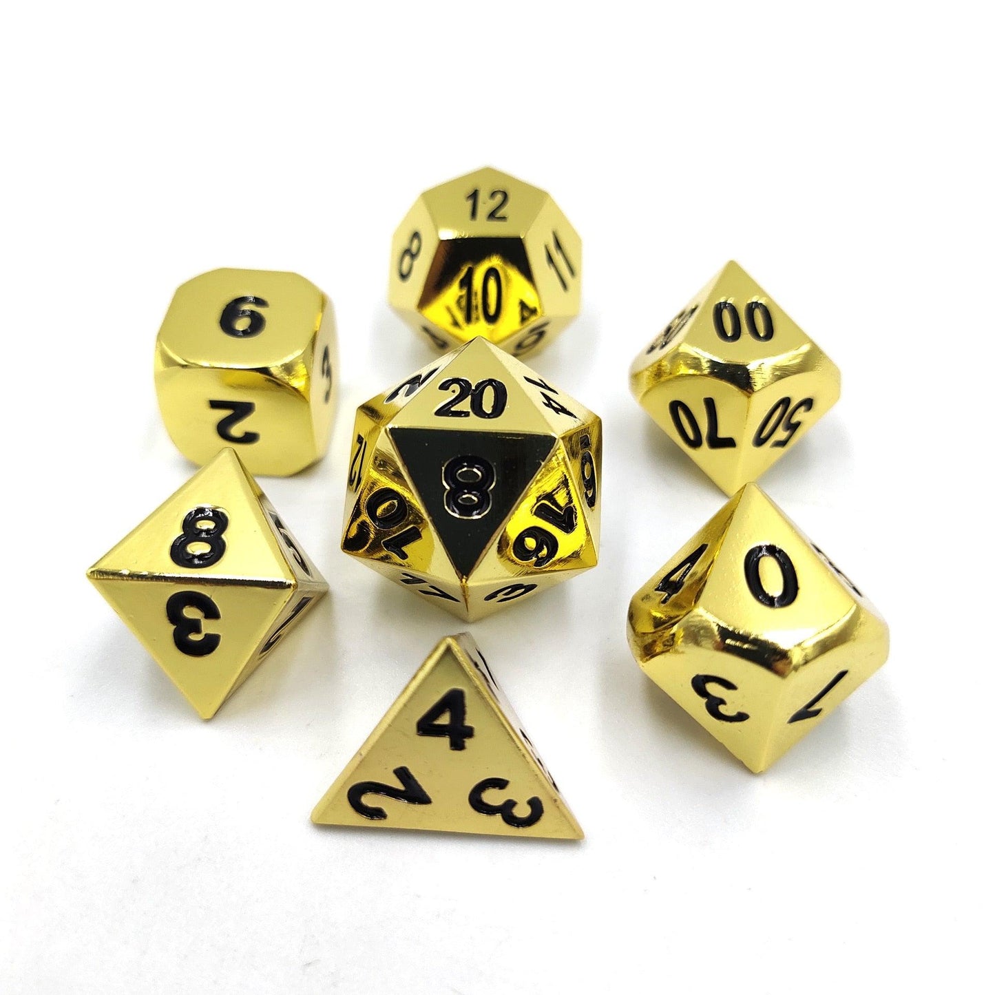 7pcs Zinc Alloy Metal Polyhedral Dice Set DND Role Playing Game Dice Set with Velvet Storage Bag for RPG MTG D&amp;D Math Teaching - NERD BEM TRAJADO