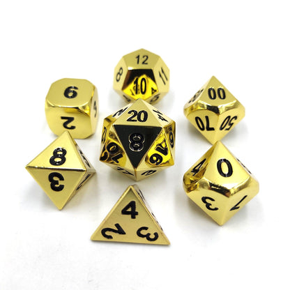 7pcs Zinc Alloy Metal Polyhedral Dice Set DND Role Playing Game Dice Set with Velvet Storage Bag for RPG MTG D&amp;D Math Teaching - NERD BEM TRAJADO