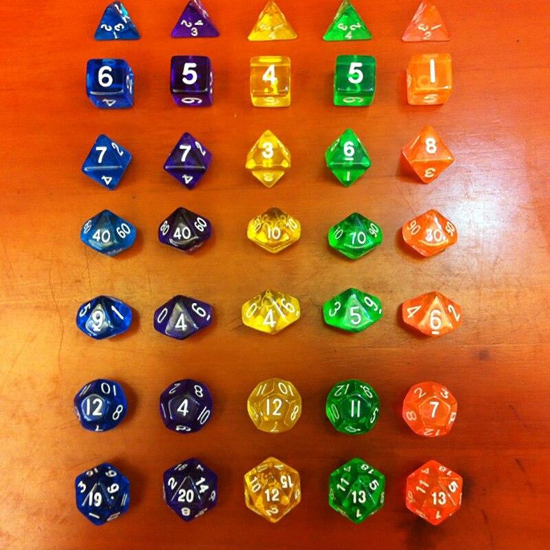 20 Kinds Option 7PCS/LOT High Quality Multi-Sided Dice With Pearlized Effect Dice Set - NERD BEM TRAJADO