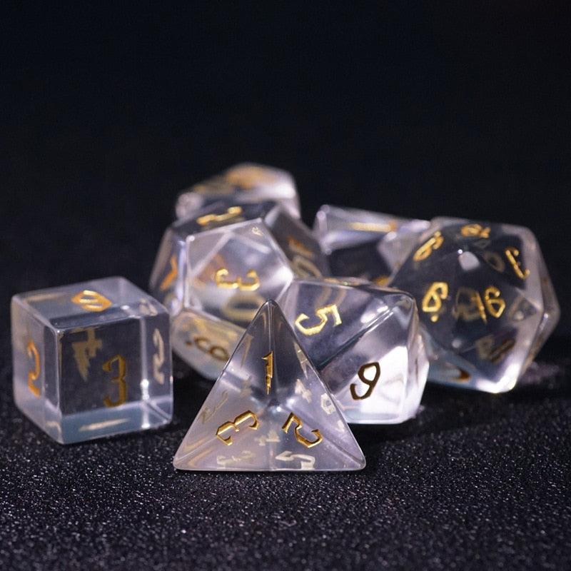 Kit de Dados RPG de Cristal - Tema Moon - NERD BEM TRAJADO