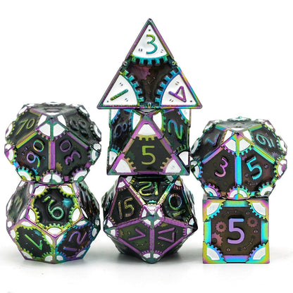 Cusdie Metal D&amp;D Dice, 7PCs DND Dice, Steampunk Style Polyhedral Dice Set，for Dungeons and Dragons Role Playing Game MTG - NERD BEM TRAJADO