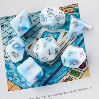 Poludie 7Pcs/Set Silk DND Dice Set Resin lmitation Stone D4-D20 Polyhedral Dice for Dungeons and Dragons Role Playing Board Game - NERD BEM TRAJADO