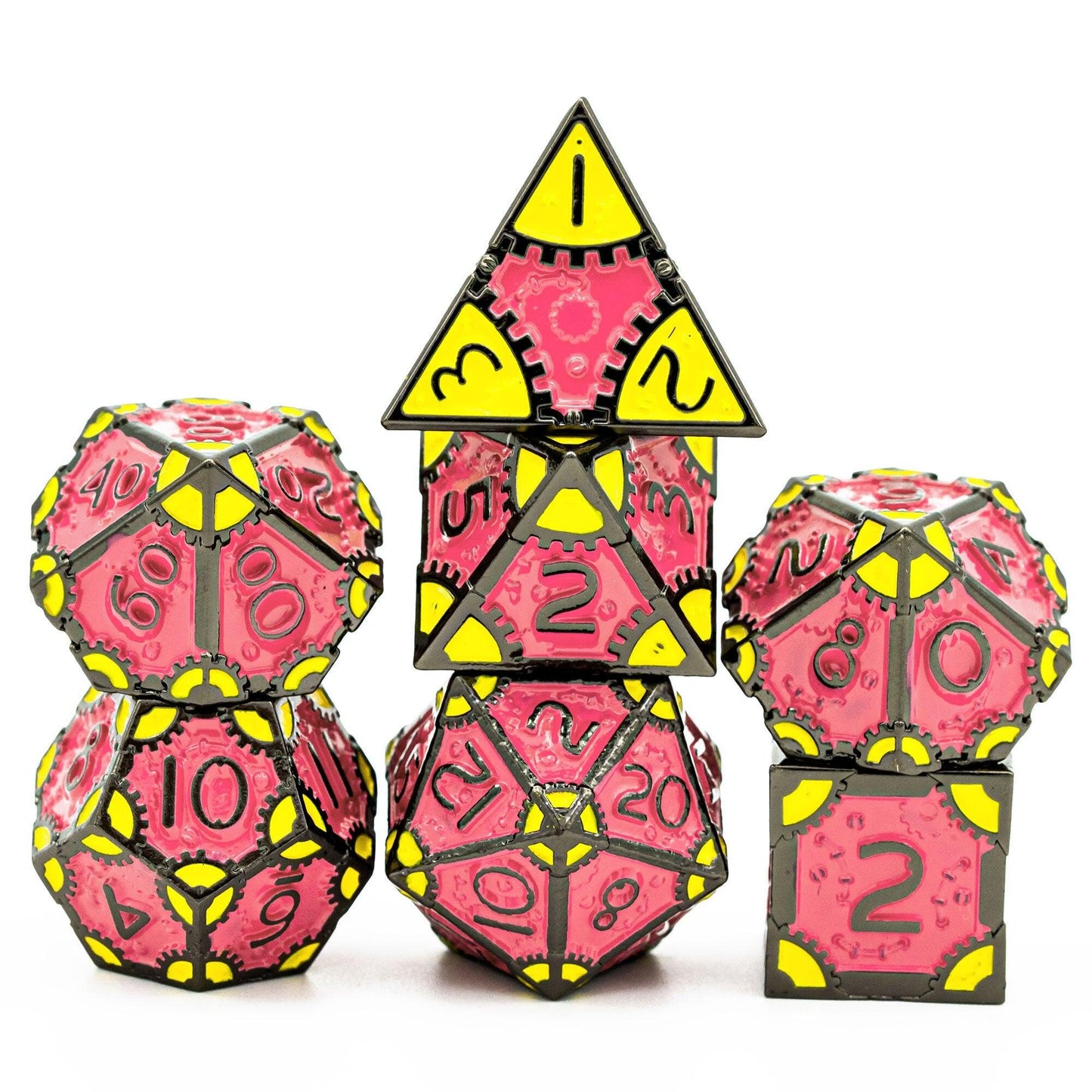 Cusdie Metal D&amp;D Dice, 7PCs DND Dice, Steampunk Style Polyhedral Dice Set，for Dungeons and Dragons Role Playing Game MTG - NERD BEM TRAJADO