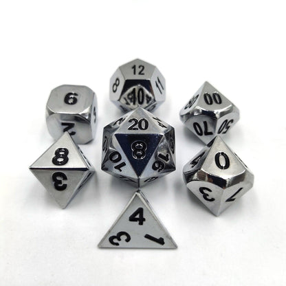 7pcs Zinc Alloy Metal Polyhedral Dice Set DND Role Playing Game Dice Set with Velvet Storage Bag for RPG MTG D&amp;D Math Teaching - NERD BEM TRAJADO