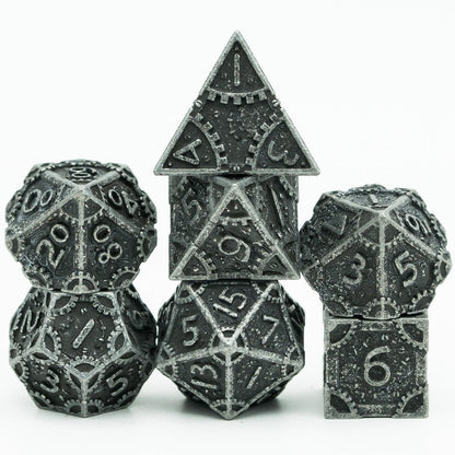 Cusdie Metal D&amp;D Dice, 7PCs DND Dice, Steampunk Style Polyhedral Dice Set，for Dungeons and Dragons Role Playing Game MTG - NERD BEM TRAJADO