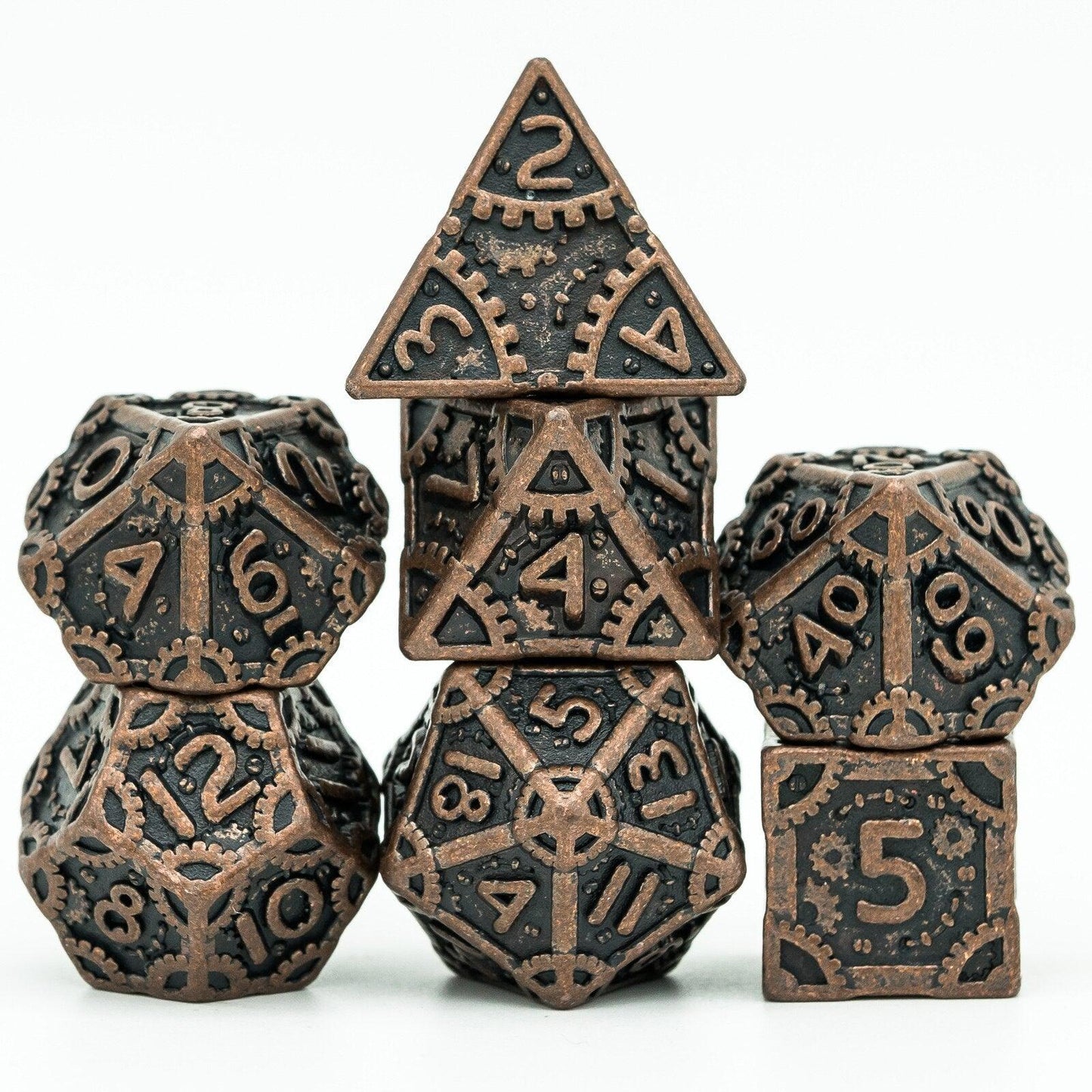 Cusdie Metal D&amp;D Dice, 7PCs DND Dice, Steampunk Style Polyhedral Dice Set，for Dungeons and Dragons Role Playing Game MTG - NERD BEM TRAJADO