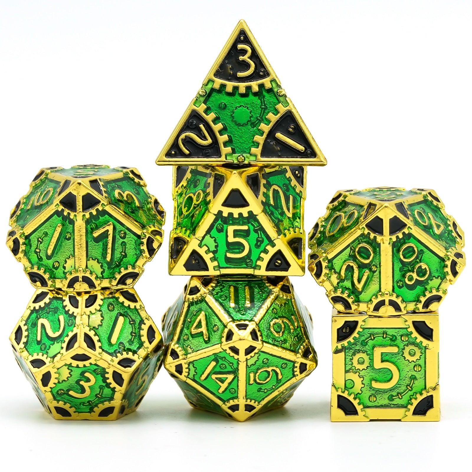 Cusdie Metal D&amp;D Dice, 7PCs DND Dice, Steampunk Style Polyhedral Dice Set，for Dungeons and Dragons Role Playing Game MTG - NERD BEM TRAJADO