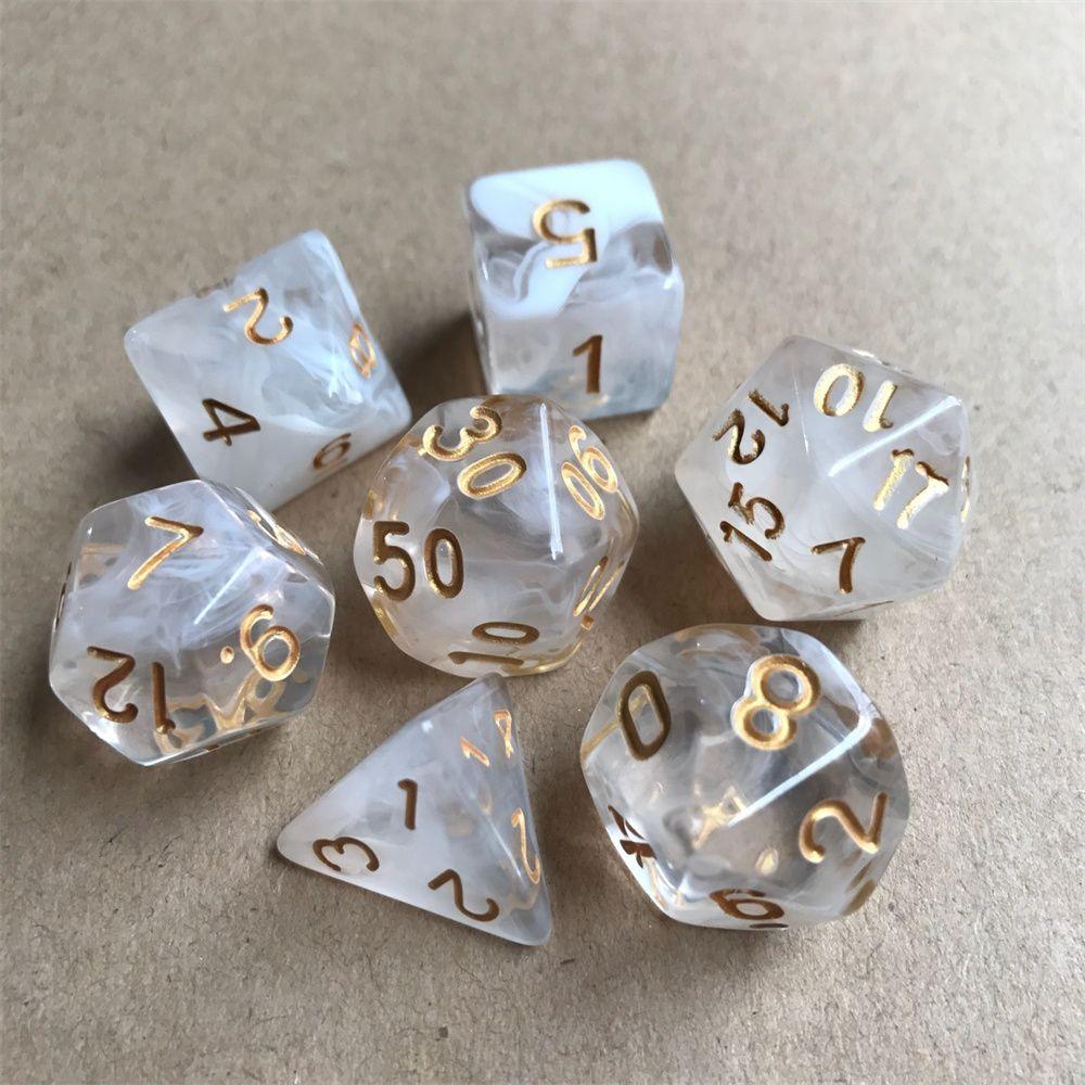 7Pcs/Set Multi-Sided Clear Dice Set Game Dice For RPG DND Accessories Polyhedral Dice For Board Card Game Tarot Supplies - NERD BEM TRAJADO